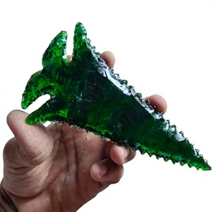 Wholesale Natural Agate Stone 6 Inch Green Glass Arrowhead Crescent Design Healing Energy <b>Crystal</b> Decor - Product Image 1