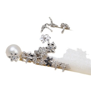 Accessoires DIY en argent S925, 5 pièces, motif petite fleur, style baroque, à trou traversant, pour cache-perles et chapeaux de fleurs, 1544, avec perles authentiques - Product Image 5