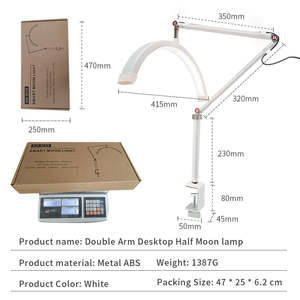 Lampe LED professionnelle pour tatouage de cils de salon, 16 pouces de haut, 3 couleurs, intensité réglable, design demi-<span class=keywords><strong>lune</strong></span> noir et blanc - Product Image 2