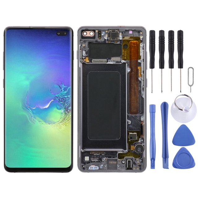 100% Original Super AMOLED LCD Screen for Samsung Galaxy S10+ Digitizer Full Assembly with Frame Replacement Touch Display