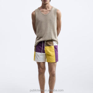 OEM personalizado impresión completa ajustable en línea cordón pantalones cortos de natación Patchwork cuatro colores hombres Bermudas - Product Image 1