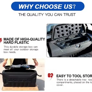 KQD Brand Chinese Manufacturer 4x4 Accessories Plastic Waterproof Luggage Toolbox Rear Storage Pick up Truck Bed <b>Tool</b> <b>Box</b> - Product Image 3