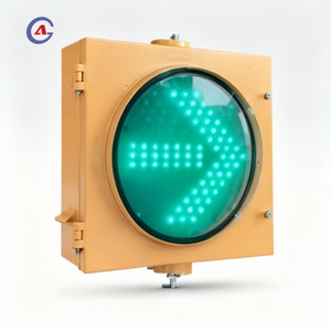 ไฟสัญญาณจราจร LED รูปทรงลูกศรสีเหลืองแบบมองเห็นได้ชัดเจน ยี่ห้อ GUANGAN ตัวเรือนอะลูมิเนียม ใช้พลังงานแสงอาทิตย์และไฟฟ้า สำหรับโซลูชั่นสัญญาณไฟลานจอดรถ - Product Image 1