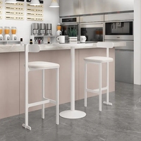 Vente en gros Table de bar et chaises de luxe en marbre léger et luxueux Ensemble chaise haute en cuir avec support personnalisé