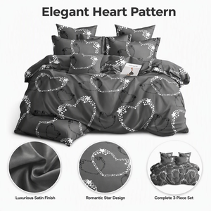 Parure de lit Cœur Étoilé Gris en Polyester pour Dropshipping UE – Linge de Lit Romantique – Stock Pologne - Product Image 2