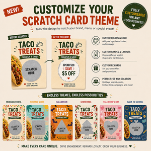 Tarjetas Rasca y Gana Personalizables al por Mayor con Logotipo y Tamaño a Medida para Cualquier Negocio de Alimentos, Tarjetas de Descuento - Product Image 4