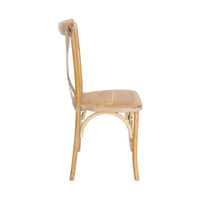 Chaises de salle à manger rustiques vintage en bois durable avec dossier croisé et assise en rotin pour mariage, événement, fête, restaurant, café, bistrot