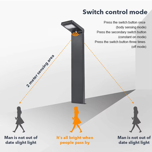 ไฟสนามโซลาร์เซลล์แบบเสา พร้อมแบตเตอรี่ในตัว กันน้ำ IP65 ใช้หลอดไฟ LED สำหรับตกแต่งสวน สนามหญ้า ถนน ภูมิทัศน์กลางแจ้ง - Product Image 3