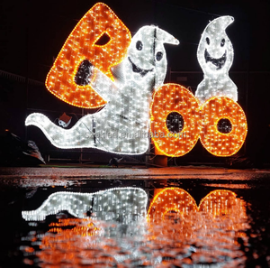 Parc à thème commercial extérieur spectacle de chasse d'halloween accessoires led de sorcière 2d citrouille éclairée personnaliser motif lumière - Product Image 2