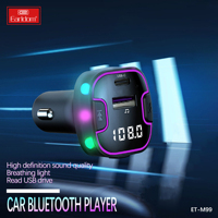 Transmisor MP3 Earldom con Bluetooth 5.0, Kit para Auto, Transmisor FM USB, Cargador Bluetooth APE para Teléfono, Encendedor de Cigarrillos