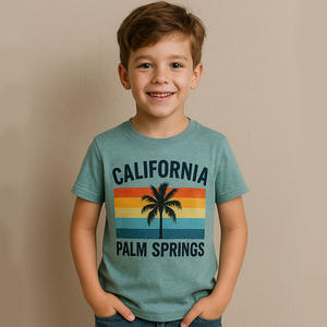 เสื้อยืดเด็กฤดูร้อนลายตัวอักษรผ้าฝ้ายนุ่มคอกลมสำหรับเด็กผู้ชายขายส่ง - Product Image 1