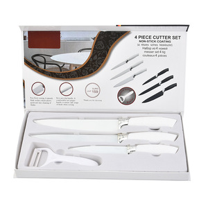 4 Uds 1 Juego de cocina de alto carbono <span class=keywords><strong>EVA</strong></span> inserto de acero inoxidable Metal caja personalizada logotipo personalizado Arco Iris colorido Chef cuchillo conjunto - Product Image 2