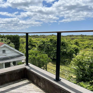 Modern Design Black <strong>Metal</strong> <strong>Handrails</strong> <strong>for</strong> Outdoor <strong>Steps</strong> &amp; Front Porch Wire Railing Deck Railings Durable Steel <strong>Handrail</strong> <strong>for</strong> Stairs - Product Image 1