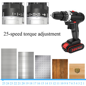 Taladro Eléctrico Portátil Inalámbrico de 36V con Batería, Kit de Herramientas de Velocidad Variable, Mini Taladro Eléctrico, Destornillador Inalámbrico de Plástico - Product Image 6