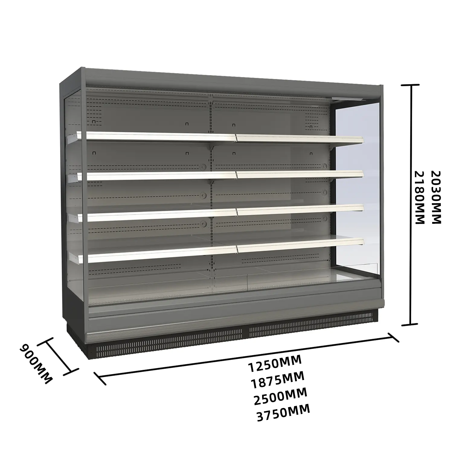 Display commerciale congelatore supermercato multideck refrigeratore aperto per carne frutta verdura tenda aria frigorifero