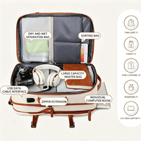 Sac à dos de voyage extensible résistant à l'eau avec compartiment pour ordinateur portable, port de chargement USB, poche étanche et taille approuvée par les compagnies aériennes