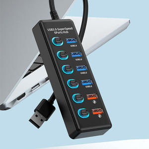Hub USB 3.0 de 6 Puertos con Alimentación de 24W, 4 Puertos de Datos de Alta Velocidad de 5Gbps y 2 Puertos de Carga Rápida, Divisor USB Múltiple para Computadora Portátil - Product Image 1