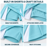 Ensemble de tennis personnalisé pour femmes, haut à manches courtes et col en V, jupe-culotte fendue avec short intégré pour les matchs de tennis