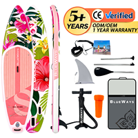 Planche à pagaie gonflable ultra-stable 11'x33"x6" pour adultes et animaux de compagnie, SUP rose tropical de 15 cm d'épaisseur, planche haute capacité