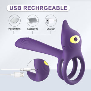 Vrolijke Ruimte Dual-Zone Taps Toelopende Penis Ringen Lange Butt Plug Ontwerp Op Afstand Geactiveerd 10-frequentie-trillingsmodi Climaxringen - Product Image 5