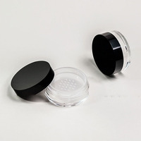 Stoples bubuk longgar plastik hitam dengan tutup ayak wadah Makeup wajah untuk kosmetik alami krim mata bergaya tutup pengayak hitam