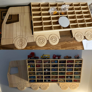 Estante de exhibición para 42 coches de juguete, organizador de madera para camiones de juguete, vitrina para modelos de coches, armario de almacenamiento de coches de juguete montado en la pared - Product Image 4