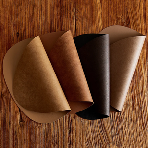 Double Sided Anti Slip PU Insulation Pad <b>Table</b> <b>Mat</b>, Nordic Style Imitation Cowhide Pattern Water Droplet Shaped Leather Placemat - Product Image 4