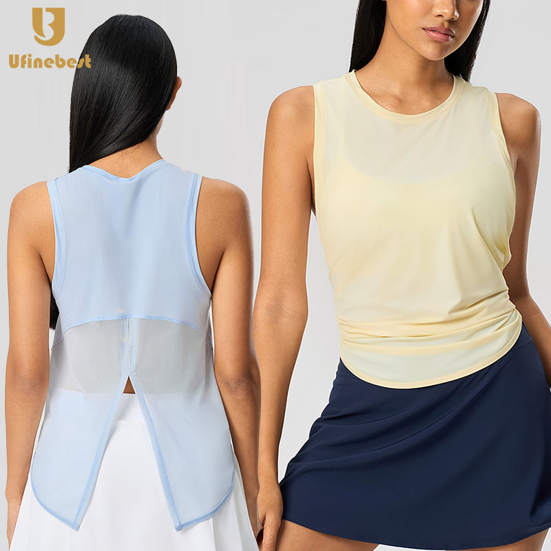 2025 Women's Quick-Drying Tennis Fitness Sports Tank Top Breathable Outdoor Moisture Wicking Cooling Coverup for Running