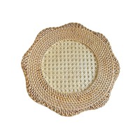 Plateau concave en rotin tressé, inspiré du lotus, style nordique créatif et durable, plateau de rangement pour salon et salle à manger, design 33 cm