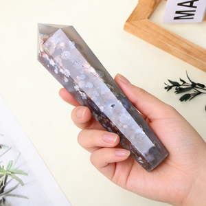 Vente en gros de baguette en agate fleur de cerisier, pierre précieuse naturelle, cristal de guérison, pour la décoration de la maison - Product Image 5