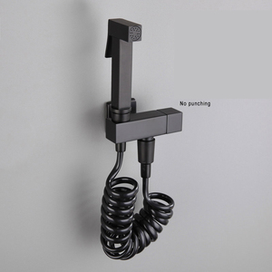 Wall Mounted Kuningan Bidet Sprayer Toilet Shattaf Kamar Mandi Handheld Bidet Gun Matte Hitam