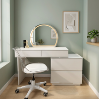 Mesa de Maquillaje Moderna, Ecológica y Duradera con Espejo Iluminado y Almacenamiento Blanco para Dormitorio