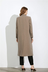 2023 <strong>Winter</strong> Fashion Modest Women's Custom Stripe <strong>Long</strong> Trench <strong>Coat</strong> for <strong>Ladies</strong> - Product Image 5