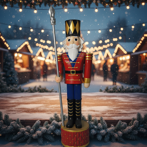 Statue de soldat <span class=keywords><strong>casse</strong></span>-<span class=keywords><strong>noisette</strong></span> de Noël grandeur nature KW avec lance, en résine, pour décoration extérieure de jardin, ornement de cour de fête - Product Image 1