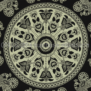 Tapices estampados en blanco y negro Queen con diseño de mandala para decoración de dormitorio indio - Product Image 1