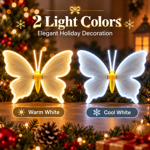 Lampe de décoration LED extérieure en forme de papillon, lumière blanche chaude et blanche froide pour jardin, cour, terrasse, décoration de vacances - Product Image 5