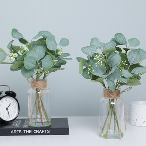 Bonsái Artificial de Eucalipto Ruilisi de 34 cm, Flor de Seda Verde, Decoración para el Hogar, Decoración para Bodas - Product Image 1