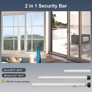 Barre de <span class=keywords><strong>sécurité</strong></span>/verrouillage de <span class=keywords><strong>fenêtre</strong></span> réglable en métal <span class=keywords><strong>pour</strong></span> porte coulissante avec embouts en caoutchouc <span class=keywords><strong>pour</strong></span> la maison, l'appartement et les voyages - Product Image 3