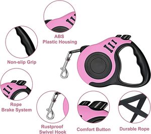 Retractable Reflective <b>Dog</b> <b>Leash</b> Automatic Telescopic Tractor Tape 10/16 FT Non-Slip Handle ABS/Nylon Material Trend for Small - Product Image 4