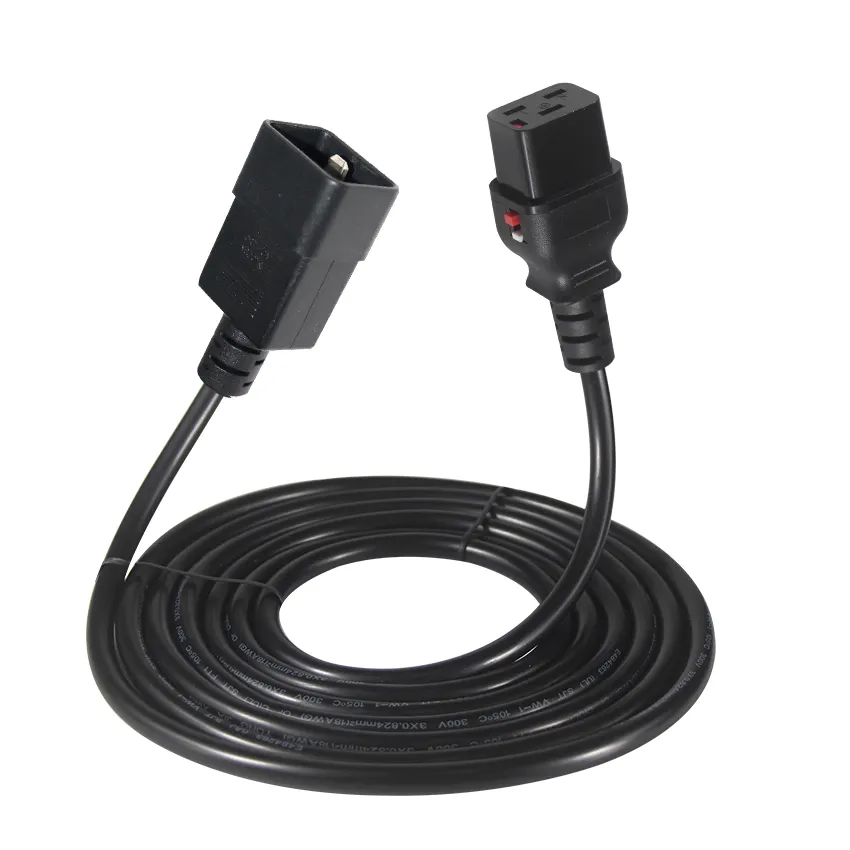 10A 250V Ups Male Female Ac 3Pin Plug Extension Cable Connector Lock Pdu Outlet Iec320 C19 C20 Power Cord