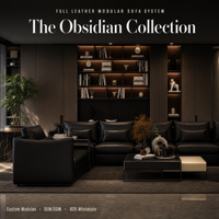 Ensemble de canapé sectionnel moderne en cuir noir, 3 places, fauteuil, ottoman, structure métallique, meubles modulaires pour salon, OEM ODM