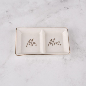 Modern Style Ceramic Mr. &amp; Mrs. Jewelry Display Dish - Ceramic <strong>Ring</strong> Dish and Decorative Trinket <strong>Plate</strong> - Product Image 5