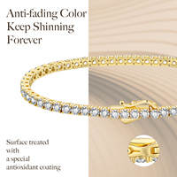 Bracciale Tennis da Uomo e Donna in Argento Sterling 925 da 3MM, Placcato Oro 14K 18K, con Zirconia Cubica 5A e Diamanti da Laboratorio, Gioielli Iced Out per Matrimonio, Regalo