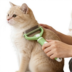 Peigne démêlant double face pour animaux de compagnie, râteau de toilettage pour chiens et chats, outil de démêlage rapide pour poils emmêlés, brosse de retrait des poils d'animaux - Product Image 6