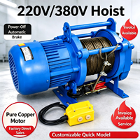 Palans électriques bleus à câble en acier, type tambour, fixation fixe pour les opérations de levage et de hisse sur les chantiers de construction, dans les mines et au port