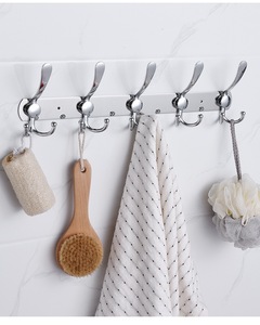 5pcs Wall Mounted Stainless Steel <strong>Coat</strong> <strong>Hanger</strong> <strong>Rail</strong> with Double Metal Hook Robe Hook Rack for Clothing Use - Product Image 3
