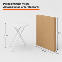 Table ronde pliable en plastique LuckyOCT 60*74cm, panneau en PE blanc, structure métallique robuste, table à manger pliable pour événements en plein air