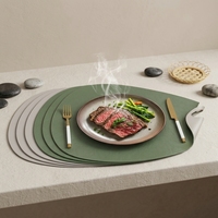 Nouveau design moderne très demandé, set de table réutilisable en similicuir irrégulier de 3 mm, antidérapant double face, diamètre 10-10,9 cm