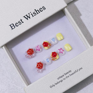 Faux ongles artificiels pour enfants, faits à la main en acrylique, réutilisables, fournisseur en gros <span class=keywords><strong>de</strong></span> nail art personnalisé - Product Image 3