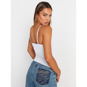 Womens <b>Adjustable</b> Camisole Sleeveless <b>Square</b> Neck Spaghetti Strap Tank Top Breathable Knitted Spandex Polyester Basic Shirt - Product Image 4